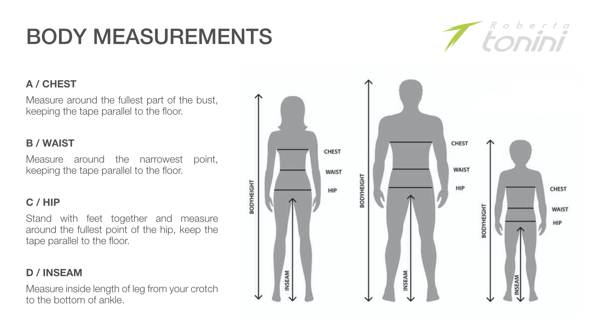 SIZE CHARTS – P954 ELENA